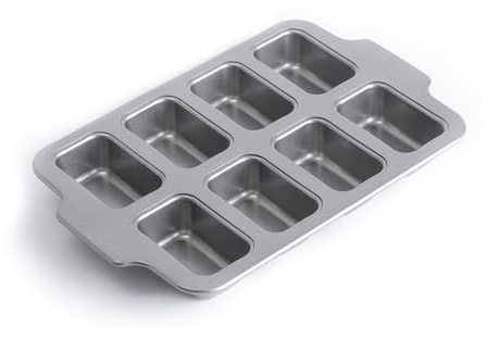 KitchenAid Bakeware Acciaio Alluminato Senza PFAS Antiaderente 8 Stampi Mini Torta, Sicuro al Forno, Lavabile in Lavastoviglie, Grigio