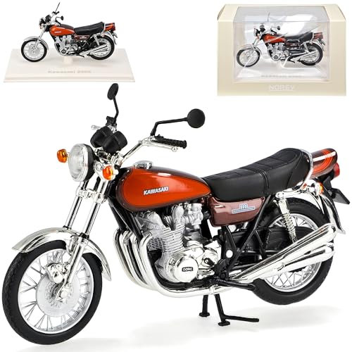 Kawasaki Z900 Braun mit Orange 1973 1/18 Norev Modell Motorrad