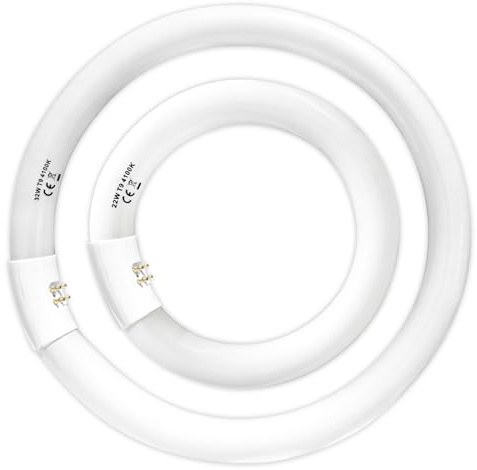 FC8T9/CW 22W and FC12T9/CW 32W Cool White Set, 8 inch T9 22 Watts Circular Light Bulbs, 12 inch 32 Watts Circline Fluorescent Bulb Round Ring Bulb CRI 80, G10q Prong