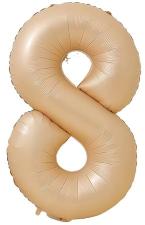 Vthoviwa 40 Pulgadas Globo Numero 8 Caramelo, Globos 8 Cumpleaños Fiesta 0123456789,10-19,20-25,30,40,50,60,70,80,90, Número 8 Decoración Fiesta Del Aniversario Soporte Helio