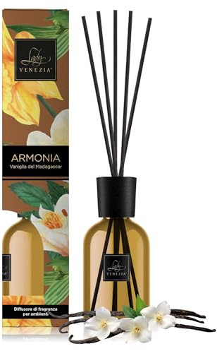 Lady Venezia - Profumatore per Ambienti - Diffusore Profumo Ambiente - Profumatore per Ambienti Bastoncini - Profumo Ambiente Fragranza Vaniglia del Madagascar – 100 ml (Vaniglia del Madagascar)