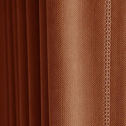 Daesar Fönstergardin mörkläggning 258 cm fall, Chenille-öljett värmeisolerade gardiner förtjockade solida ränder textur orange röda mörkläggningsgardiner för sovrum B 137 cm x H 274 cm, 2 paneler