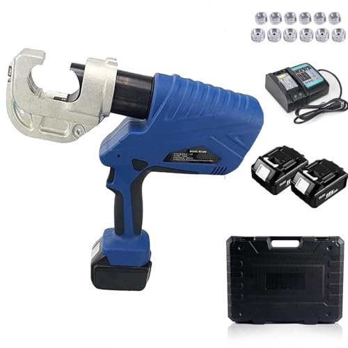 Pince à sertir pour cosses de câble hydraulique électrique, pince à sertir hydraulique rechargeable avec 12 matrices, kit d'outils de sertissage de fil de câble terminal