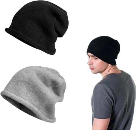 YBCCBY 2 Stück Slouchy Beanie Mütze Strickmütze Dünne Unisex Kaschmir Mütze Skimützen Wollmütze Wintermütze Chemo Kopfbedeckung Fahrradmütze Sportmütze für Outdoor