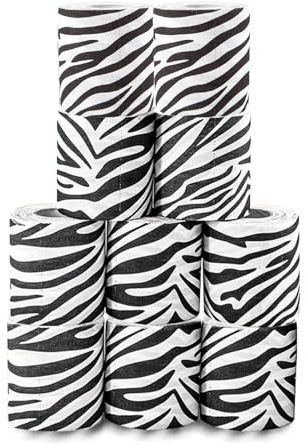 10 Rollen Toilettenpapier, 4-lagig, Zebra-Textur, Toilettenpapier, Badetuch, Virgin-Wood Zellstoff, weich, stark, geeignet für Haushalt, Hotel und Reisen