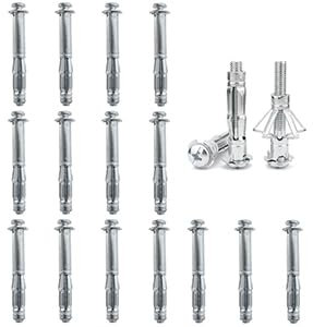DAIRYCOF 15 tasselli per cavità in metallo zincato, tasselli per pareti cave, M8 x 80 mm, tasselli di espansione, tasselli sottili per fissaggio in cartongesso (15, M8 x 80 mm)