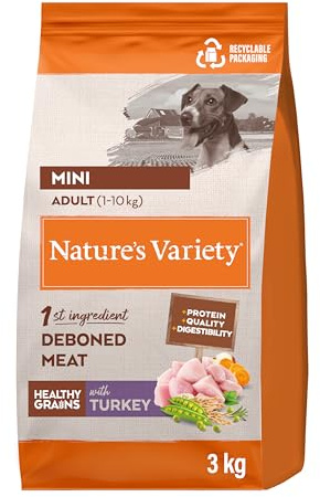 Nature's Variety Healthy Grains - Hundfoder för minivuxna med benfri kalkon - 3 kg