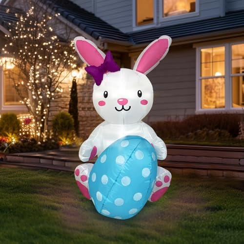 Aufblasbarer Osterhase mit riesigem Ei, aufblasbares Oster-Outdoor-Urlaubsdekoration, Osterdekoration, aufblasbarer Rasen-Hof, Garten, aufblasbare Dekorationen