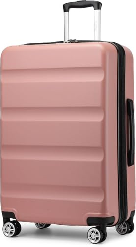KONO Koffer Trolley Groß Erweiterbares Hartschalengepäck Leichte Koffer XL mit TSA-Schloss und 4 Doppelspinnrollen ideal für Reisen und Business 75x47.5x29.5cm, Nude