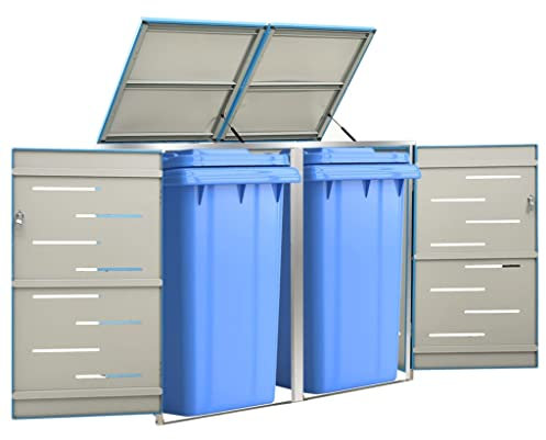 Générique Abri pour Deux poubelles 138x77,5x115,5 cm INOX,Cache-conteneurs à déchets,37.8KG-149567