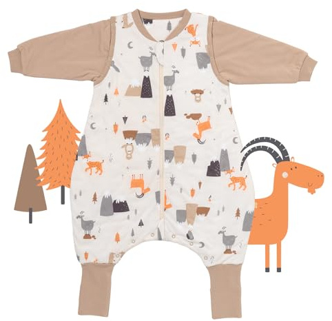 schlummersack Baby Kinder Schlafsack Ganzjahr | mit Füßen, umklappbaren Bündchen und abnehmbaren Ärmeln, gefüttert, Ganzjahresschlafsack, 2.5 Tog