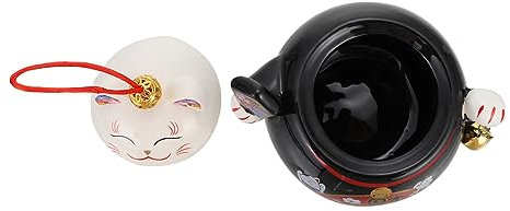 MAGICLULU Lucky Cat Tea Can Canister Ceramic Sealed Storage Tea Container for Home Office Chinese Waving Cat Design