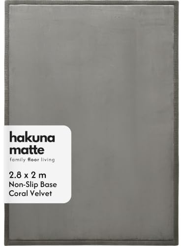 Hakuna Matte CloudSoft babylekmatta för golv 203 cm x 279 cm mörkgrå | Korallsammet skummatta med hög densitet för krypning och mysig lek – halkfri, vattentålig, lekmatta för lekhage