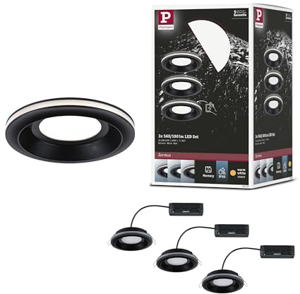 Paulmann 92252 LED Einbauleuchte Sormus IP65 rund 100mm 3x4,8/1,5W 560lm / 180lm 230V 3000K Schwarz