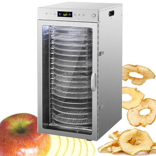 Commercial Beef Dehydration Machine – Stainless Steel Trays, 360° Automatic Rotating Dehydrated Equipment, Rotary Food Dehydrator, Dehydrater Biltong Maker, 24H Timer, 86℉ - 194℉,20Layer