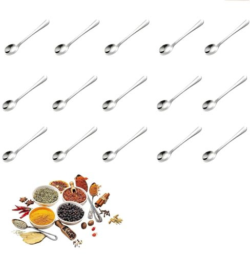 15-Pack Mini Spoons for Salt and Spices - Smooth Stainless Steel for Seasonings, Sugar, Honey - Perfect Kitchen Gift
