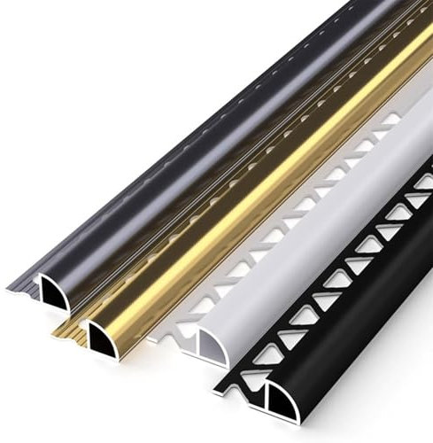 Aluminium Fliesenschiene Einfassprofil Fliesen Kantenschutz Verschleißfest 2 Stück Lang 125cm Hohe: 12mm/13.5mm Eloxiert Abschlussleiste für Innen Keramikfliesen Böden Täfelungen(Perlweiß,Hohe: 13.5mm