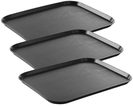 HENDI Bandeja de Servicio, Grande, Rectangular, Multiusos, resiste hasta 80°C, Bandeja para Servir Comida rápida, Bebidas, Fast Food, Bandeja de Cocina, 350x450x(H) 20mm, Negro, Polipropileno