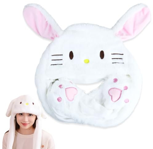 PEXIVOZ Süßer Plüsch Tier Hasen Ohren Hut,Lustige Hüte mit Wackelohren Beweglichen Ohren,Drücken der Tiermütze Machen die Ohren Bewegen,für Spielzeug Geburtstags Weihnachts Geschenk Cosplay - Stil D