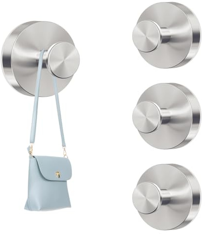 SHENGYIG 4 Piezas Ganchos ventosa de Succión, Colgador Toalla baño | Gancho ventosa de Vacío, Pared sin Taladro Gancho de Pared para Colgar Llaves Abrigos Ropa Bolsos Ducha Acabado Cepillado