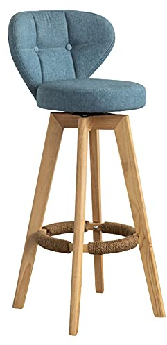 Tabourets rotatifs Rotatif Chaise de Bar à Bois Massif Moderne Simple Coussin de Lin à Tabouret de Bar Moderne Jambes Robustes, Hauteur Assise 74 cm Charge 150 kg (Couleur: 003)