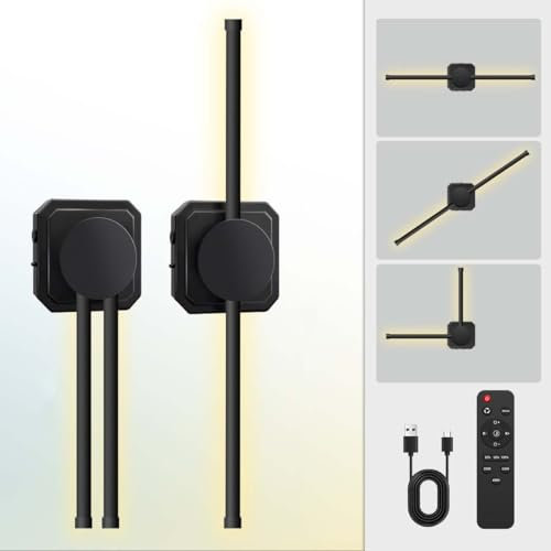 AoLa Lampada da Parete Senza Fili Batteria Ricaricabile con Telecomando Luce a Parete Lunga LED dimmerabile con Interruttore a sfioramento 10000mAh con Lampada da Comodino Rotante a Tempo, 2 Pezzi