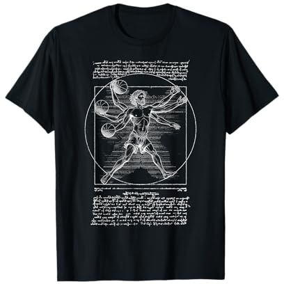 Giocatore di basket Uomo Vitruviano Divertente Leonardo Da Vinci Maglietta