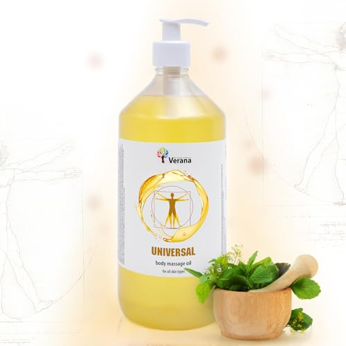 Verana Massageöl Universal für Körper, Gesicht und Haare, Natürlich, Geruchlos, Verjüngt, Reduziert Falten, Stellt den Feuchtigkeitshaushalt wieder her, Vegan (1L)