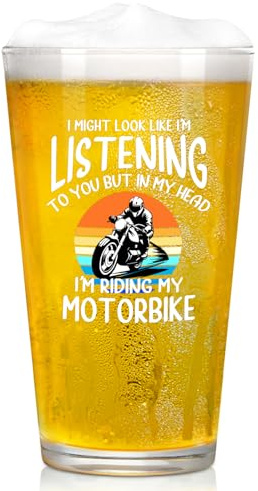 Joymaking Beer Glass Motorbike Gifts for Men, Funny Gifts for Motorbike Lovers 460ml