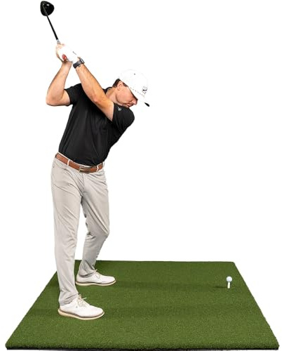 All Turf Mats Super Tee Golf Mat – 5 x 5 Indoor/Outdoor Nylon Turf Mat for Wooden and Rubber Tees with Shock Absorbent Foam Backing – Practice Driving or Chipping at The Range or Simulator