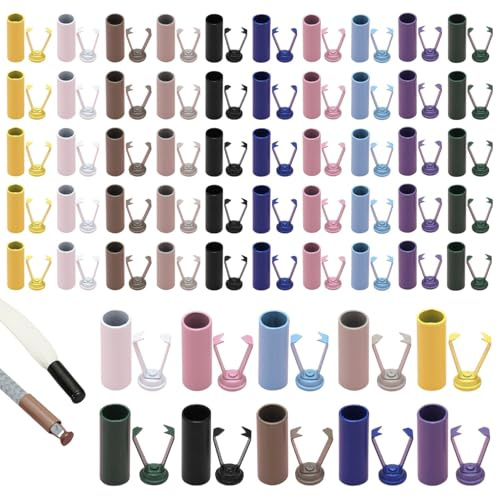 50 Stück Kordelenden 1 Loch in 10 Farben Kordelstopper Set für Schnürsenkel Hoodies und Rucksackbänder Vielseitiges DIY Zubehör für Kordelverzierungen Verschlusskappen Kordelenden