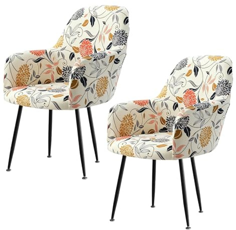 DEARBAG Fundas de Sillón Elásticas in Terciopelo Funda para Silla de Oficina Fundas de Silla de Comedor con Brazos Cubierta para Sillas Ajustables con Respaldo Modernas Estilo Nórdico (Estilo 3, 2PCS)