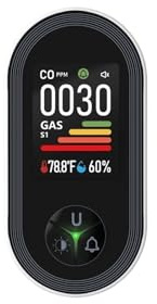 Rilevatore di gas, Rilevatore di gas combustibile monossido carbonio 4 in 1 con allarme monitoraggio integrato e sensore temperatura umidità CO per lavoro, casa