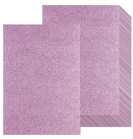 Glitzerpapier zum Basteln, 20 Blatt Rosa Bastelpapier A4 250g/m², Moosgummi Glitzer Buntpapier & Fotokarton, Buntes Glitter Papier für DIY Grußkarten Scrapbooking