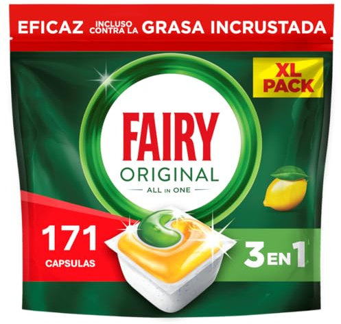 Fairy Original TodoEn1 Cápsulas Lavavajillas Máquina Limón, 171 Cápsulas