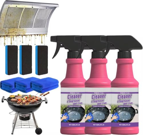 Jakehoe Nettoyant Barbecue Spray,Dégraissant Cuisine Puissant Pour Grilles De Cuisson,Four Et Plancha,Degraissant Barbecue,Spray De Nettoyage Rapide Sans Frotter,Pour éliminer Graisse Et Résidus (3)