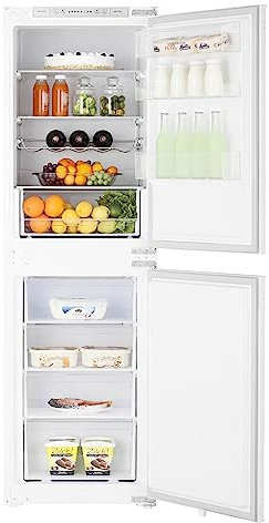 Cookology CBIFF50501 Built-in 233 Litre Fridge Freezer Refrigerator 50/50 Integrated Combi, Frost Free and External LED Controls - In White