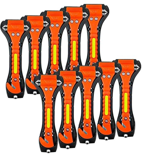 ZHSX Safety Hammer, 10 Pack Car Emergency Escape Tool Car Window Breaker and Seat Belt Cutter with Light Reflective Tape for Family Car Life Saving Survival Kit