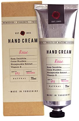 Fikkerts Fruits Of Nature Rose Soothing and Hydrating Hand Cream (75ml/2.54floz) with Lively, Sweet Floral Tones, Vegan Plant Based
