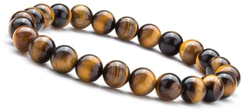 Unique Gems Damen Perlenarmband Tigerauge – 8mm Naturstein Chakra Armband elastisch – Handgefertigtes Heilstein & Energiearmband – Made in Germany