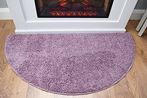 SrS Rugs® Half Moon Semi Circle Non Slip Machine Washable Hearth Living Room Fireside Rugs (Heather)