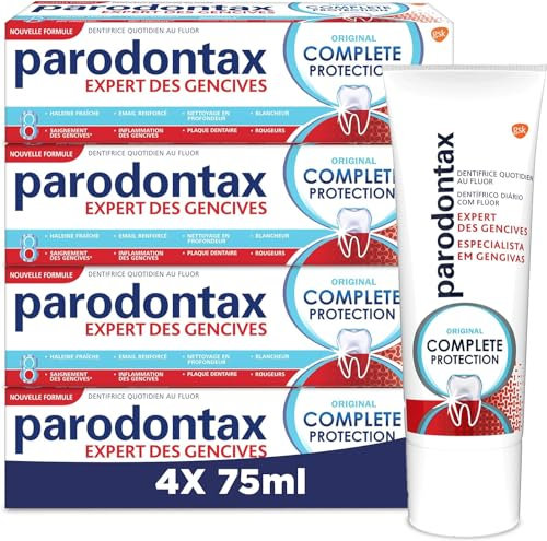 Parodontax Dentifrice Complete Protection Original, 8 Benefices, Contre le Saignement Occasionnel des Gencives, Lot de 4x75ml