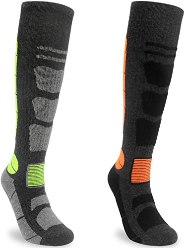 srclo 2 Pairs Womens Merino Wool Ski Socks,Thermal Knee High Long Walking Hiking Skiing Socks,Cushioned Arch Support Snowboard Warm Thick Winter Socks with Full Terry