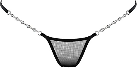 Lucky Cheeks Damen Luxus Micro V-String Transparent Black (XS)