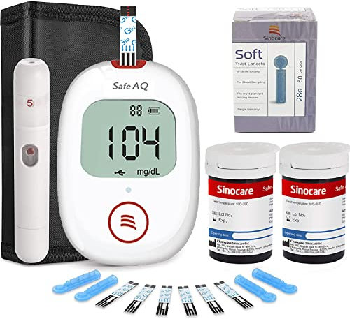 Glucometro, Medidor de Glucosa en Sangre, HARPIMER Monitores de Glucosa, Control de azúcar con 50 Tiras reactivas + 50 Lanzador de Lancetas sin Dolor para Diabéticos-mg/dL