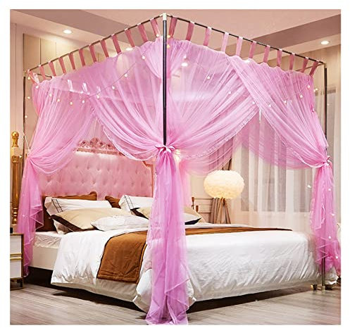 LCYDMJ Betthimmel Luxusbett Baldachin Dekorativer Bettvorhang, Stehendes Moskitonetz 360 ° Schutz Mit Verschlüsseltem Netz Und Montagehalterung (Color : C, Size : 120x200x200cm)