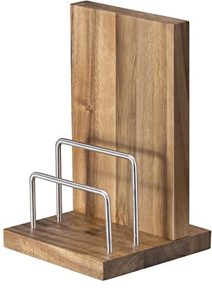 Navaris Messerhalter doppelseitig magnetisch aus Holz - Magnet Messerblock Messerbrett Magnethalter beidseitig - Messer Halterung mit Schneidebrett Gestell - unbestückt