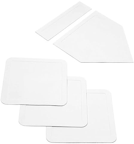 Oeab Baseball & Softball Base Set 5 Piece Rubber Field Bases for Youth & Adults Throw Down Bases for Baseball, Softball, Teeball, Kickball, Backyard, Practice (5pcs-White)
