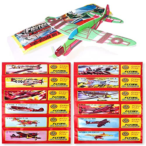 12 Piezas Planeadores Voladores, Aviones Planeadores para Niños, Aviones Planeadores Deslizantes, Deslizadores de Poliestireno, Empaquetados Individualmente, para Rifa de Escuela Regalo Sorpresa