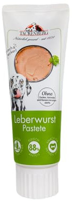 TACKENBERG Leberwurst Pastete in der Tube - 75 g - leckerer natürlicher Snack in Premiumqualität - schonend gekocht - getreidefrei - zur Belohnung als Leckerli